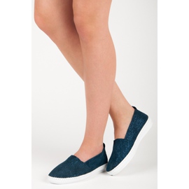 VINCEZA Leather Slipony blue 2