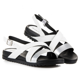 Sandals fastened with a VINCEZA buckle white 2