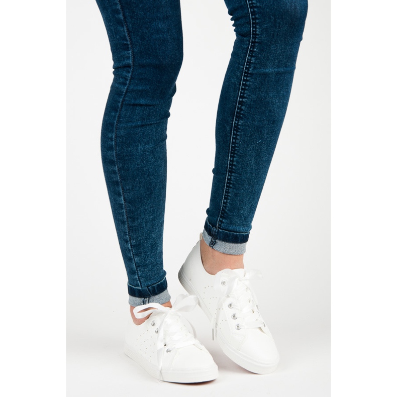 Kylie White Sneakers Tied With A Ribbon 1