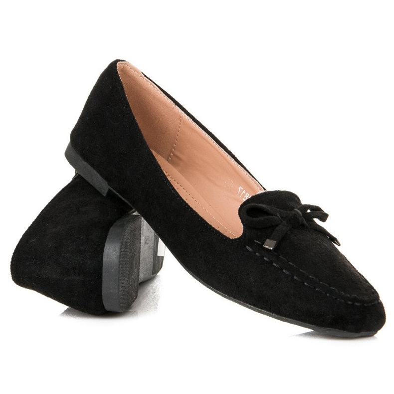 Small Swan Suede Loafers With A Bow black 2