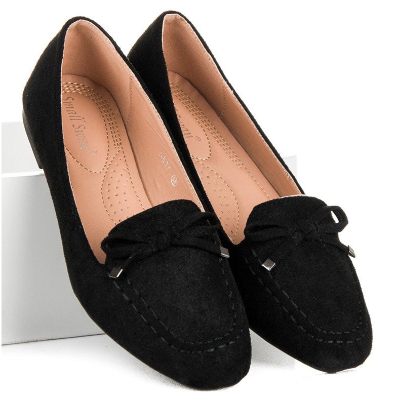 Small Swan Suede Loafers With A Bow black 1
