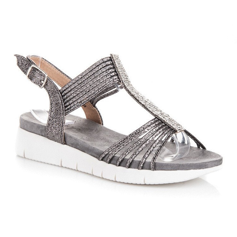 Kylie Sandals With Crystals grey 1