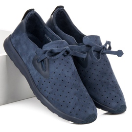 Kylie Suede Openwork Slipons blue 2