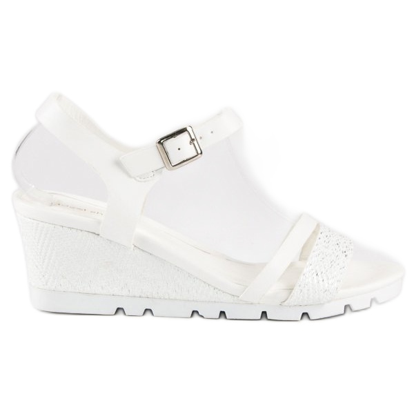 Ideal Shoes White Wedge Sandals 1
