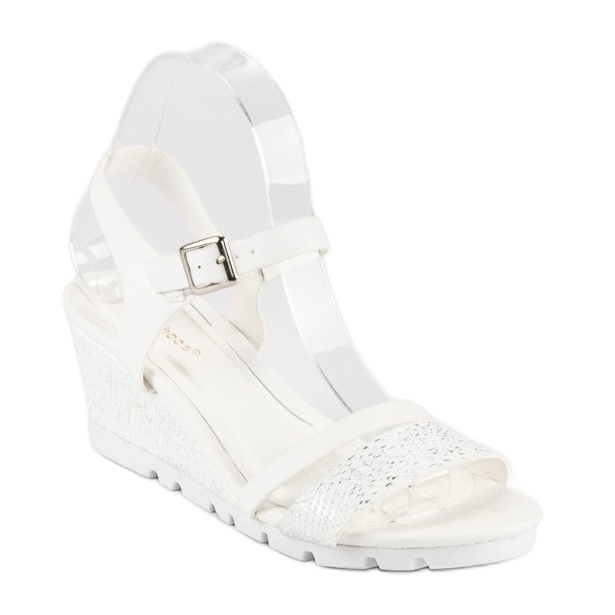 Ideal Shoes White Wedge Sandals 2