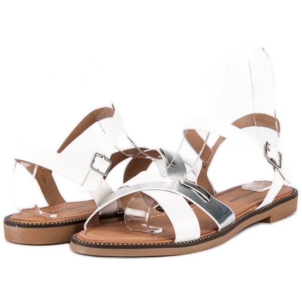 L. Lux. Shoes Stylish White Sandals grey 1