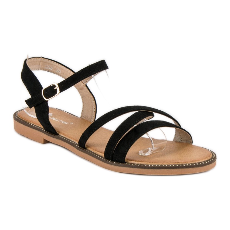 Ch. Creation Women's suede sandals black 2