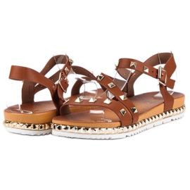 Anesia Paris Brown Sandals With Studs 2