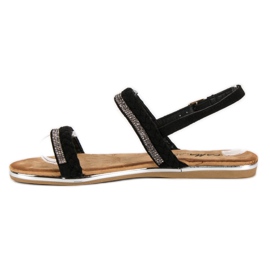 Fama Suede Flat Sandals black 2