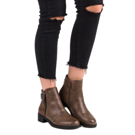 Ideal Shoes Brown boots on a flat heel black 1 Ideal Shoes Brown boots on a flat heel black 1