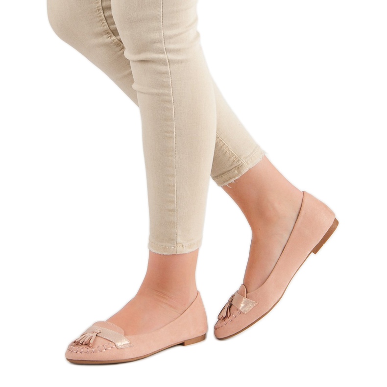 Small Swan Loafers with fringes pink 1