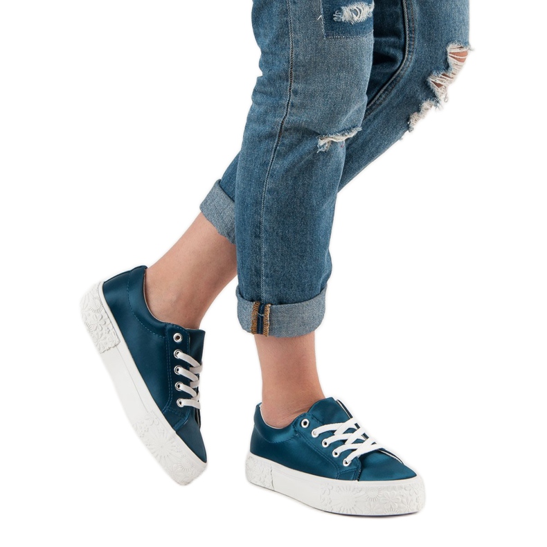 Kylie Satin Sneakers On The Platform blue 1