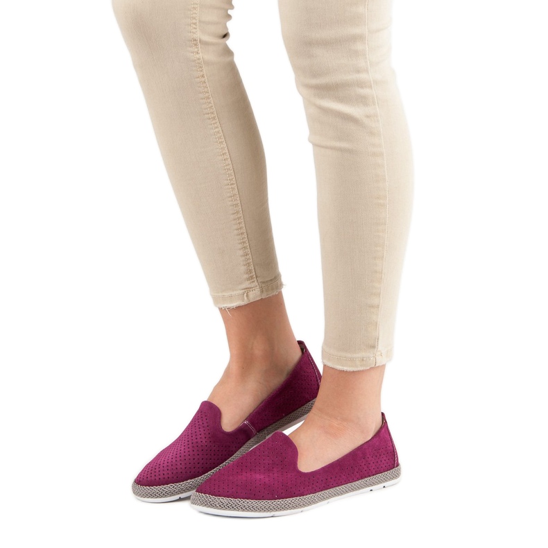 Filippo Leather Openwork Lords pink 1