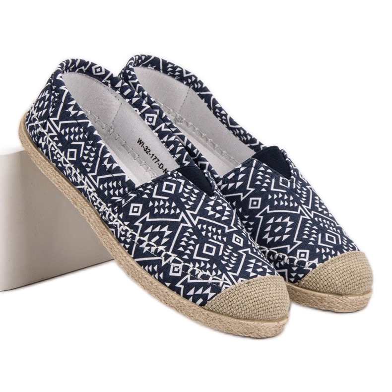 Fashionable Ethnic Espadrilles blue navy blue 1