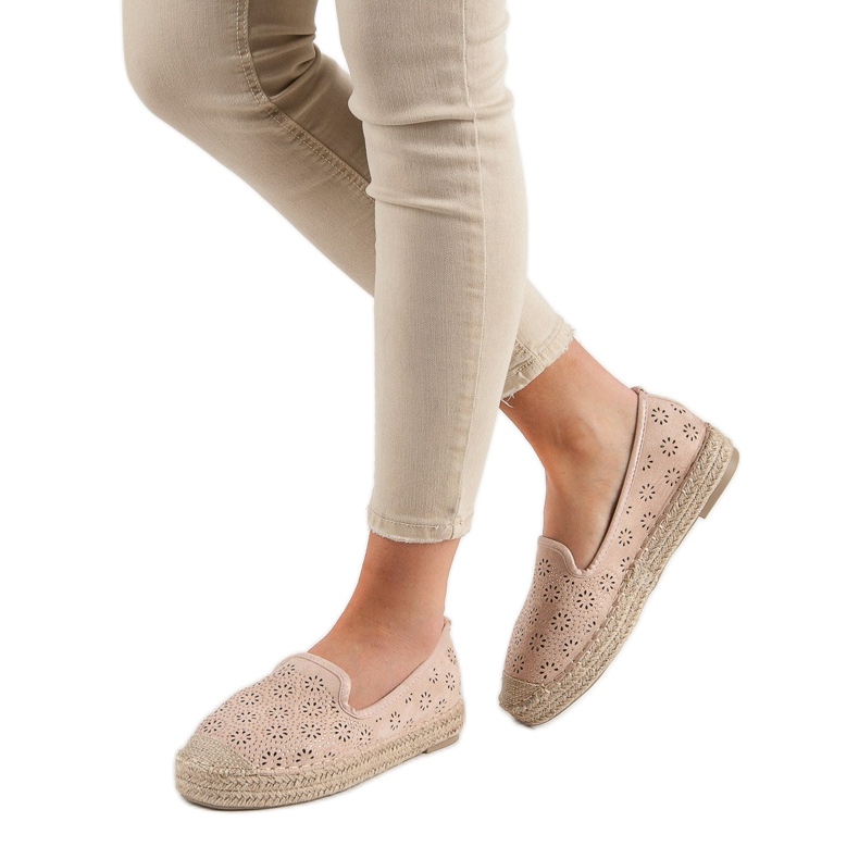 Suede Openwork Espadrilles pink 1