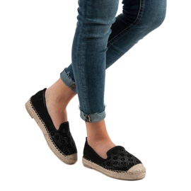 SHELOVET Suede Openwork Espadrilles black 2