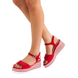 Vinceza Comfortable wedge sandals red 2