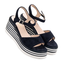 Vinceza Comfortable wedge sandals blue navy blue 2 Vinceza Comfortable wedge sandals blue navy blue 2