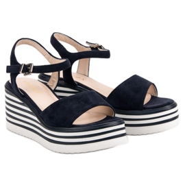 Vinceza Comfortable wedge sandals blue navy blue 1 Vinceza Comfortable wedge sandals blue navy blue 1