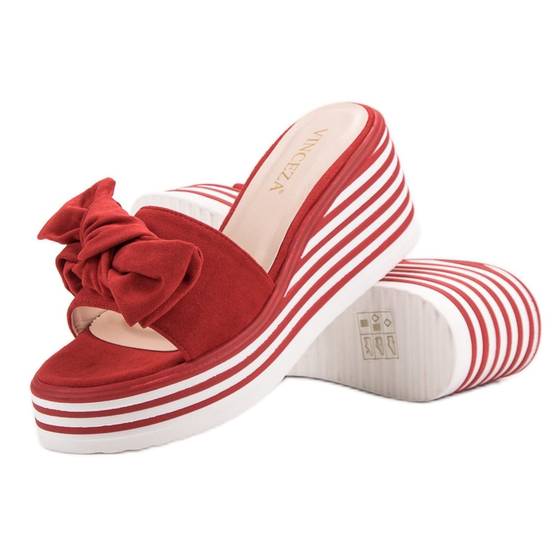 Red VINCEZA wedge slippers 1