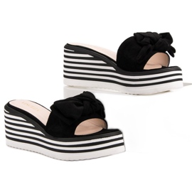 Black VINCEZA wedge slippers 1 Black VINCEZA wedge slippers 1