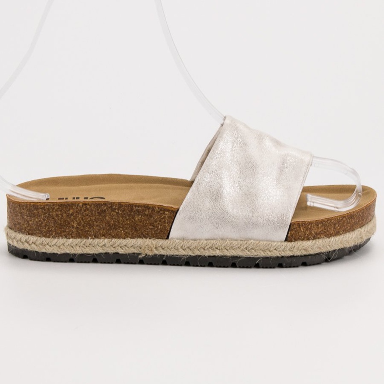 Kylie Shiny Silver Slippers grey 2