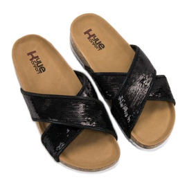 Kylie Black Slippers With Sequins 2