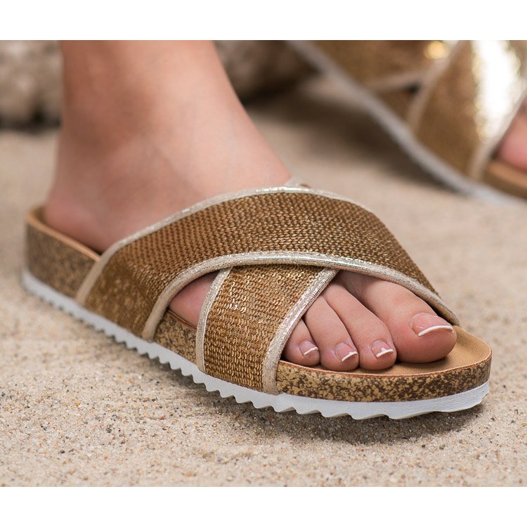 Kylie Golden Slippers With Sequins 2