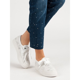Kylie Sneakers Tied With A Ribbon white grey 1