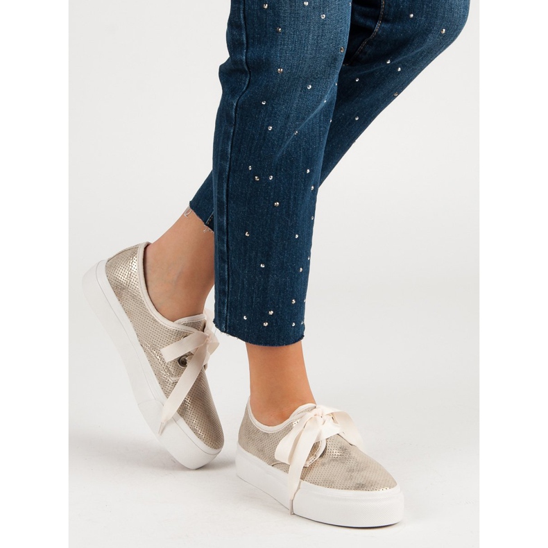 Kylie Sneakers Tied With A Ribbon yellow 1 Kylie Sneakers Tied With A Ribbon yellow 1