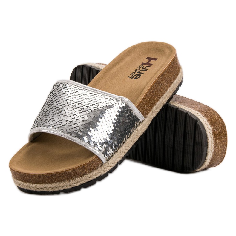 Kylie Silver Slippers With Sequins grey 2