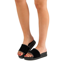 Slippers on the VINCEZA platform black 1