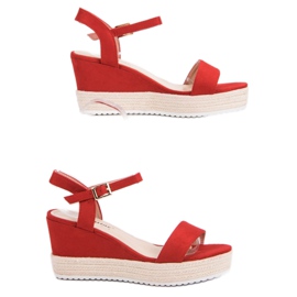 Seastar Comfortable wedge sandals red 6