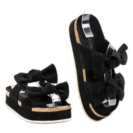 Seastar Slippers With Bows black 1