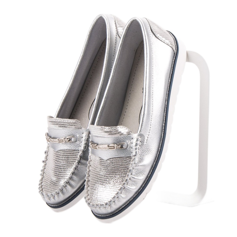 Filippo Comfortable Leather Loafers grey 1