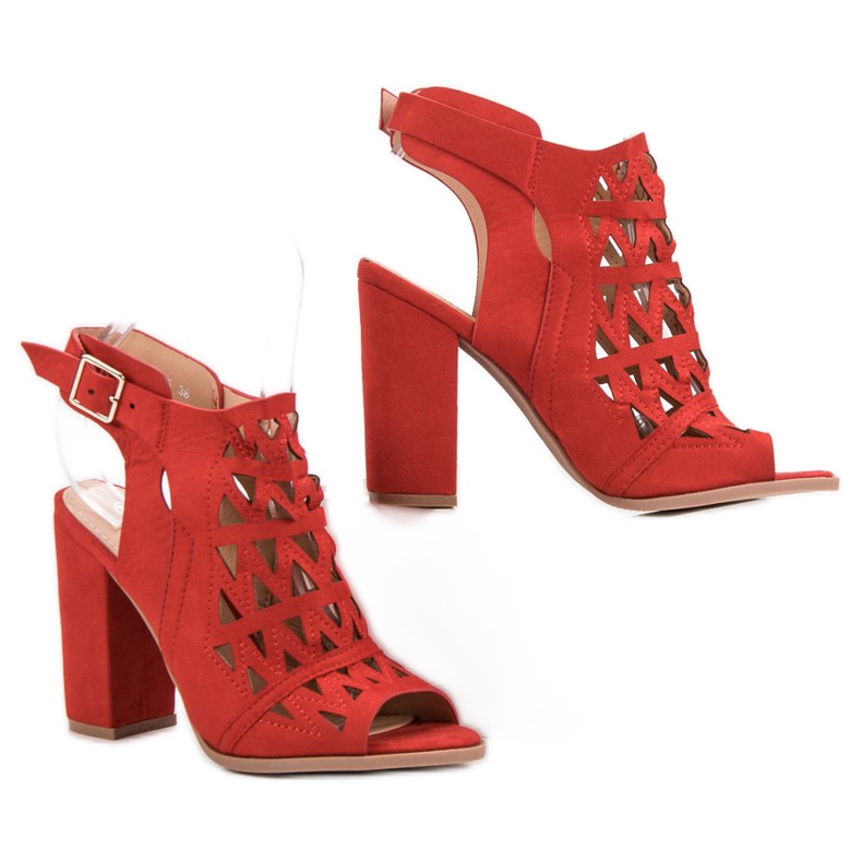 Chc Shoes Openwork Built Sandals red 2