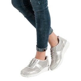 Filippo Openwork leather shoes grey 1