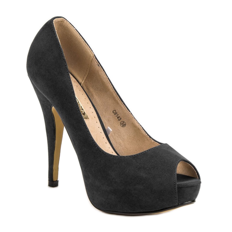 Corina Suede Open Toe Heels black 1
