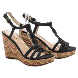 Corina Sandals On The Etno Wedge black 1