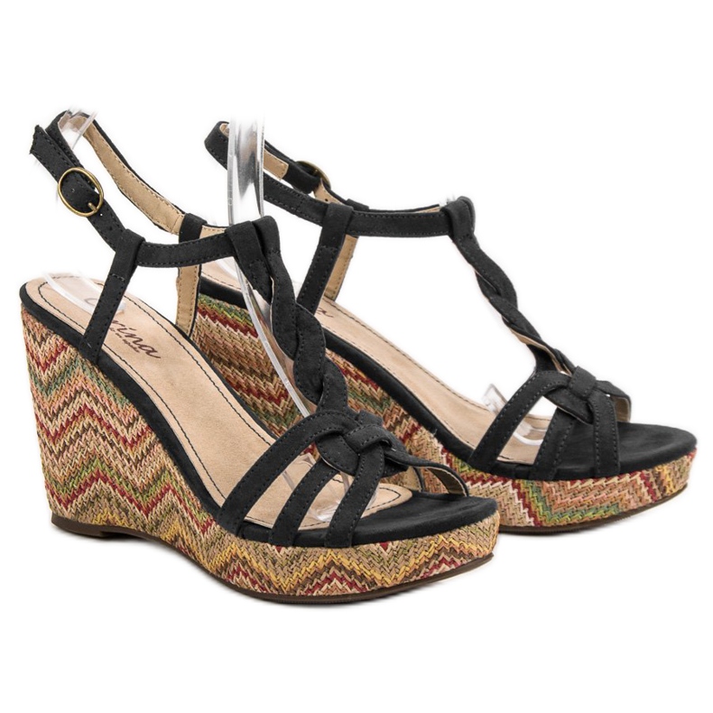 Corina Sandals On The Etno Wedge black 1