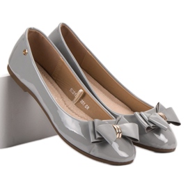 Lacquered ballerinas with a bow VINCEZA grey 2