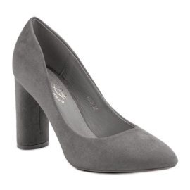 Small Swan Suede Pumps On A Pillar grey 1