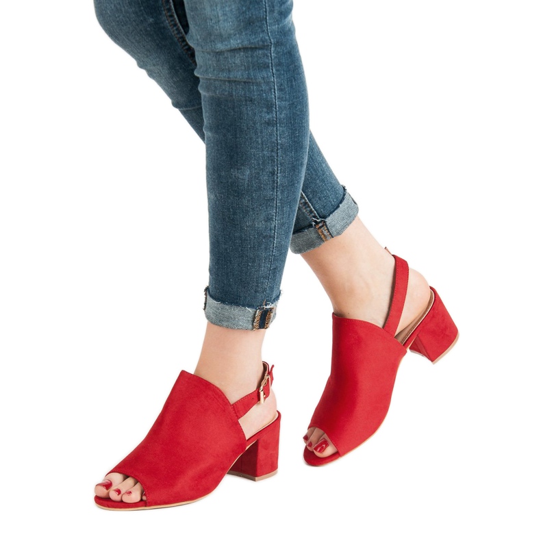 Suede Closed Sandals red 1