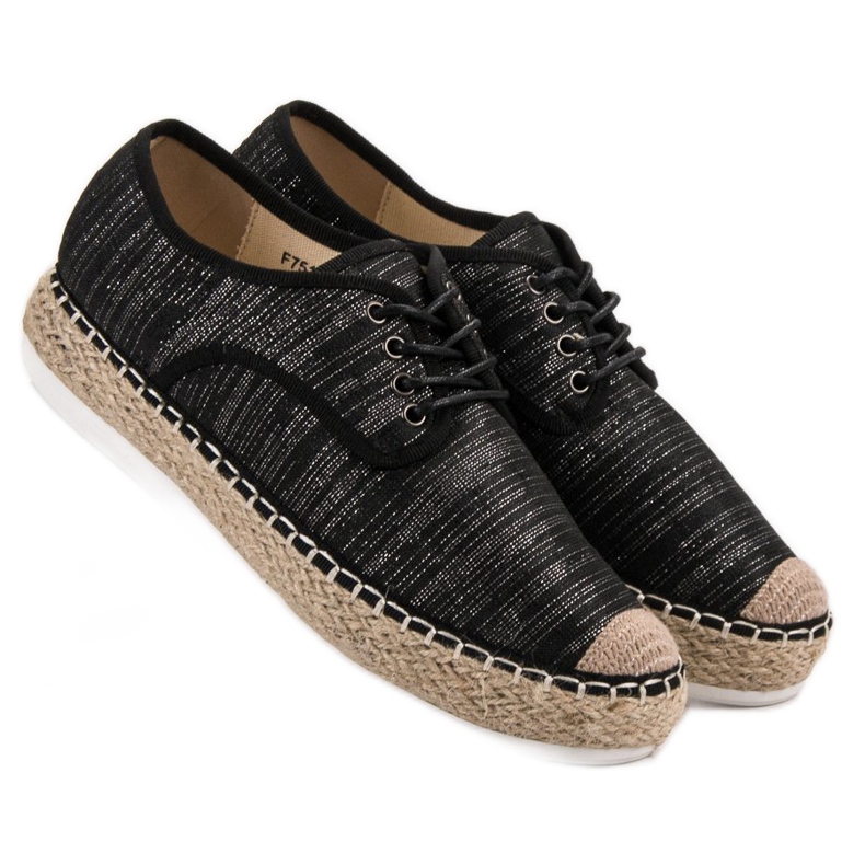 Small Swan Lace-up Espadrilles black 1