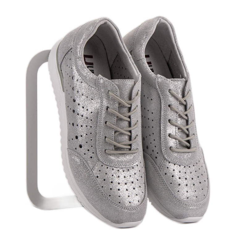 Kylie Silver Leather Shoes grey 1 Kylie Silver Leather Shoes grey 1