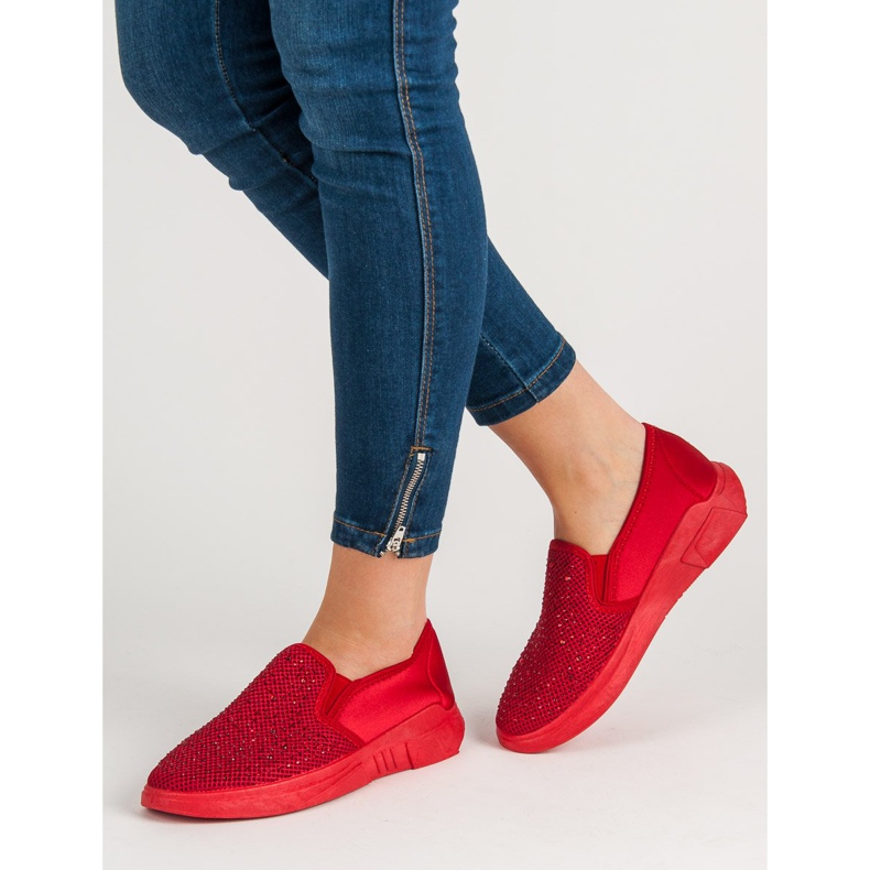SHELOVET Textile Footwear With Crystals red 2 SHELOVET Textile Footwear With Crystals red 2