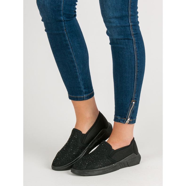 SHELOVET Textile Footwear With Crystals black 2 SHELOVET Textile Footwear With Crystals black 2