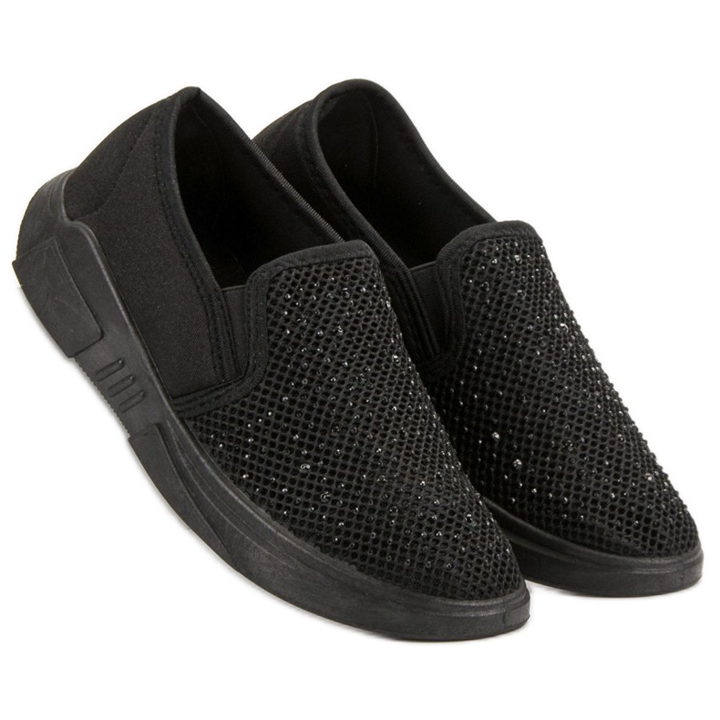 SHELOVET Textile Footwear With Crystals black 1 SHELOVET Textile Footwear With Crystals black 1