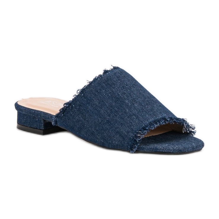 Small Swan Denim Slippers blue 1 Small Swan Denim Slippers blue 1