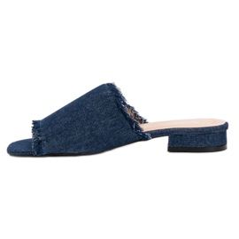 Small Swan Denim Slippers blue 2 Small Swan Denim Slippers blue 2